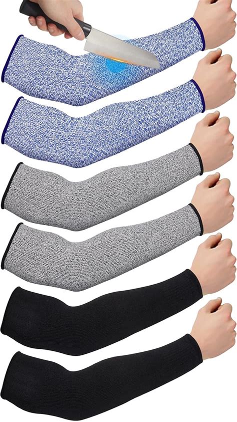 Neer 3 Pairs Cut Resistant Arm Sleeves Level 5 Arm Guard Protectors For Thin Skin