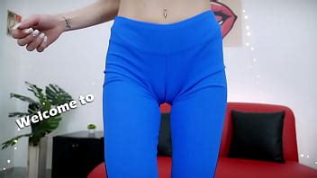 Thin Blonde Babe Wearing Tight Yoga Pants Exposes Very Deep Cameltoe Round Butt Ass Round