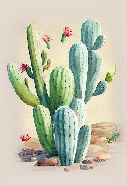 Premium AI Image | Illustration of Cactus Plant in Watercolor Painting ...