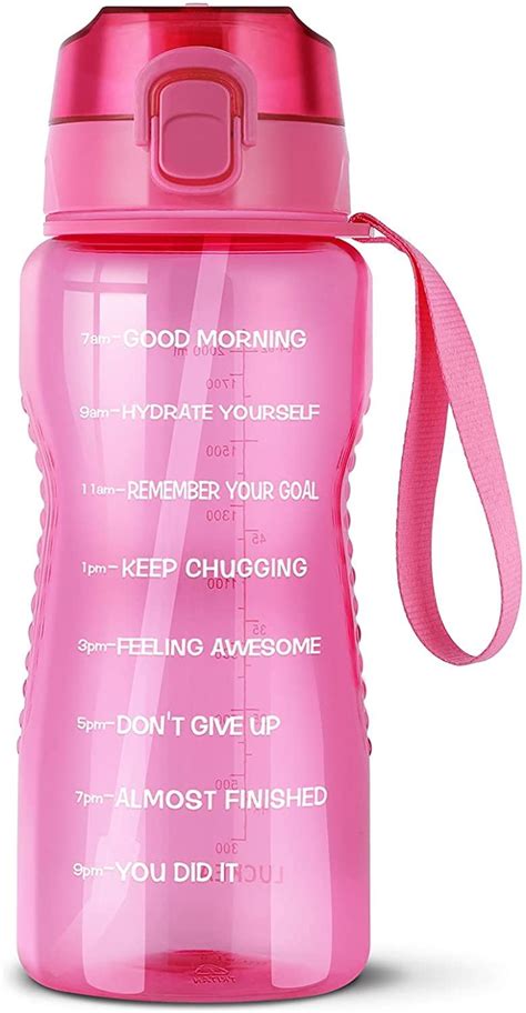 LUCKEA Water Bottle With Straw Half Gallon Motivational 64 OZ