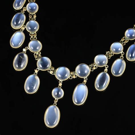 Antique Victorian Moonstone Necklace 18 Carat Gold Garland Circa 1880 At 1stdibs