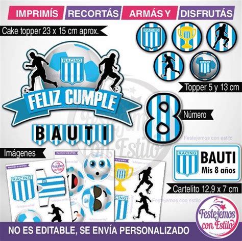 Racing Club Futbol Cake Topper Personalizado Festejemos Con Estilo