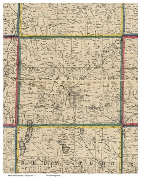 Ravenna Ohio 1857 Old Town Map Custom Print Portage Co Old Maps