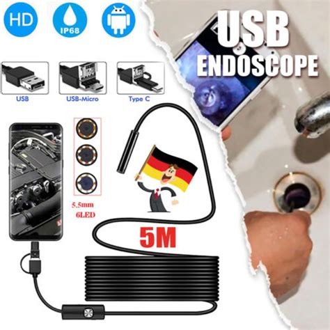 M Usb Endoskop Kamera Mm Led Hd Inspektion Wasserdicht F R Android