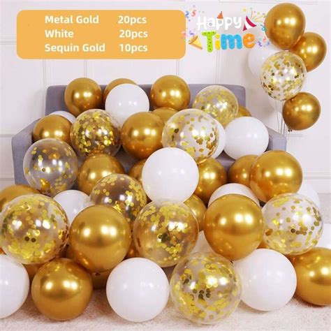 50pcs Chrome Metallic Balloons Set Confetti Sequins Ballon Wedding