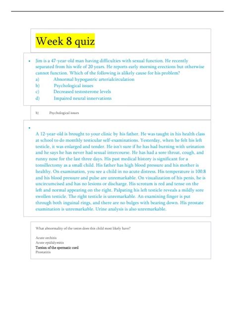 Nsg Week Quiz Answered For Grade A South University Nsg