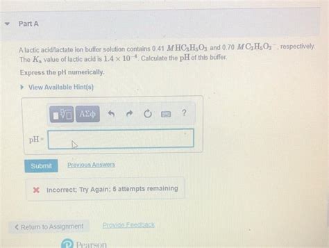 Solved Part A A Lactic Acid Lactate Ion Buffer Solution Chegg