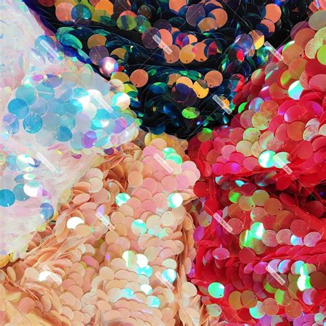 Iridescent Color 18mm Large Size Sequin Sparkle Fabric Oneyard