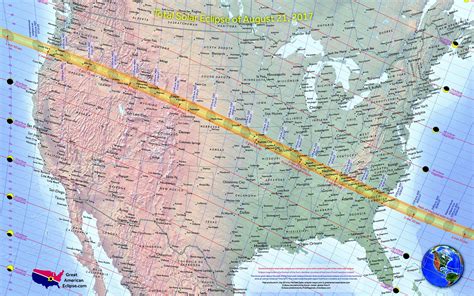 Map of the path of the total solar eclipse over the USA on August 21st ...