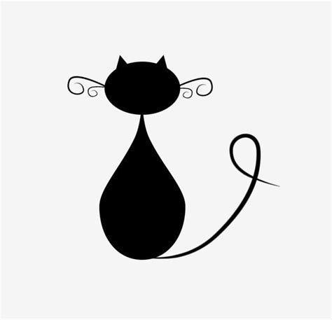 Simple Black Cat Clipart Transparent Background, Black Simple Cat ...