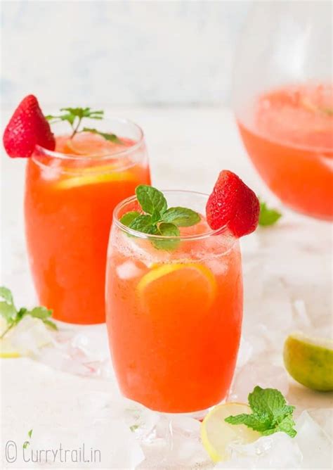 Homemade Fresh Strawberry Lemonade Recipe Currytrail