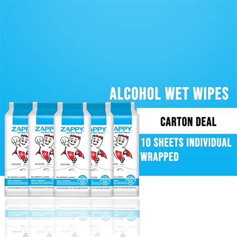 Zappy IPA Alcohol Wet Wipes 10s