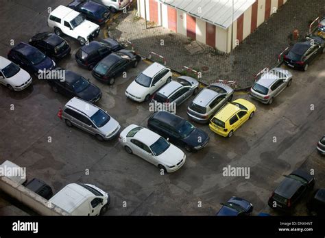 Aerial view of badly parked cars Stock Photo - Alamy