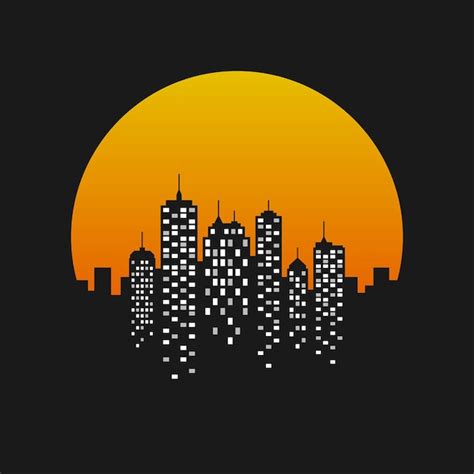 Premium Vector City Skyline At Sunset