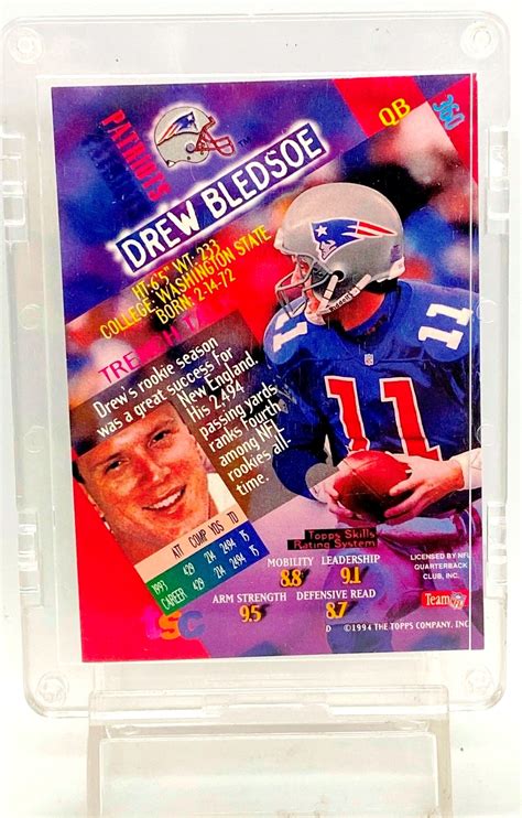 Vintage 1994 Topps Stadium Club Trench Talk NFL Drew Bledsoe Card 360