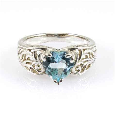 Vintage Aquamarine Heart Ring Cybelle