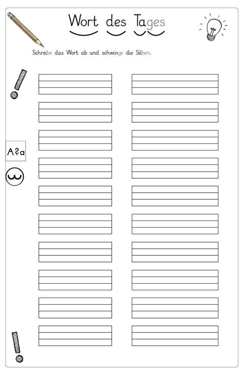 Wochenplan Tagebuch auch für Klasse 1