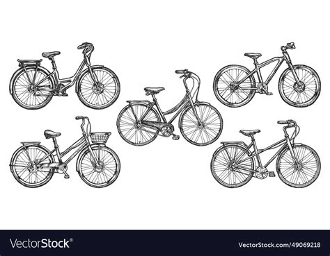 Set of isolated bike sketch retro bicycle Vector Image