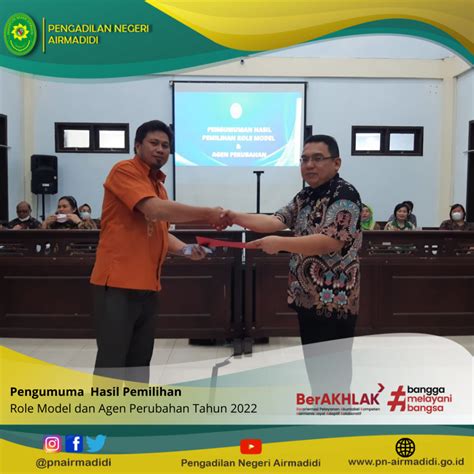 Pengumuman Hasil Pemilihan Role Model Dan Agen Perubahan Pengadilan