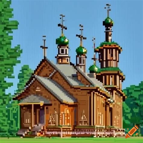 Pixelart Wooden Orthodox Church On Craiyon