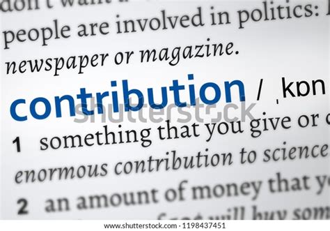 Dictionary Definition Word Contribution Focus On Stock Illustration ...