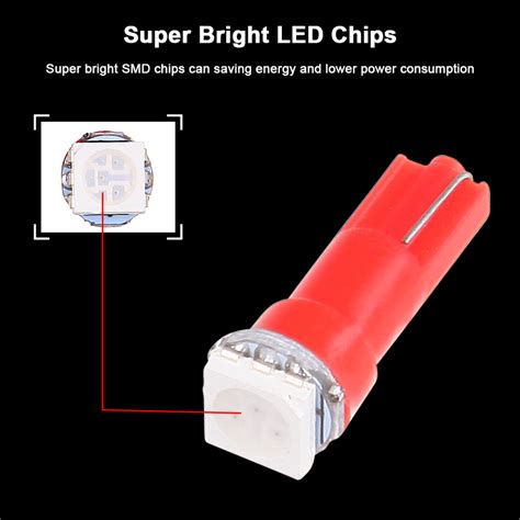 Pcs Red T Smd Chips Led Interior Light Bulb Car Bulbs