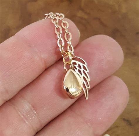 Tiny Rose Gold Tear Cremation Urn Necklace Little Teardrop Urn