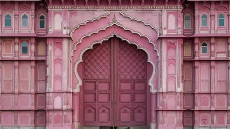 Premium Photo Lotus Gate Door In Pink City At City Palace Of Jaipur India