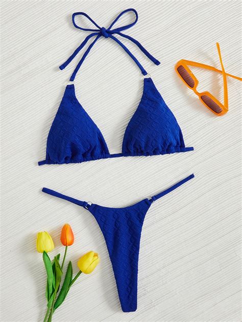 Bañador bikini triángulo halter vinculado con aro Moda de Mujer