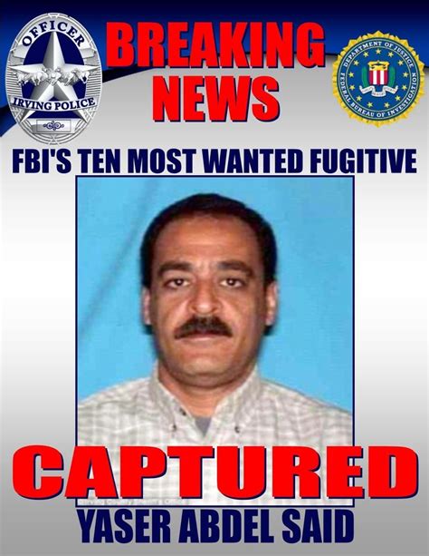 Captured Yaser Abdel Said Who Has Been On The Fbis Ten Most Wanted