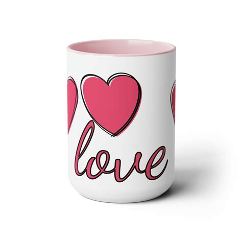 Valentines Day T For Her Beautiful Glossy Two Tone Coffee Mug Ceramic 15oz Hearts Coffee