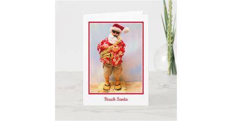 Beach Santa Christmas Card | Zazzle