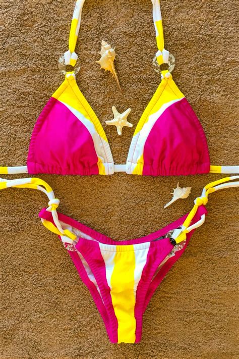 String Bikini Handmade Bikini Cheeky Bikini Contrasting Etsy