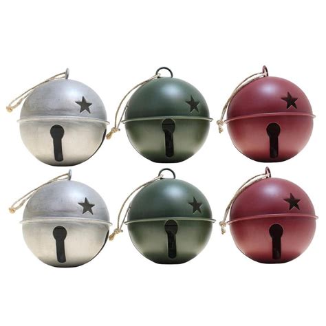 Haute Decor 3 35 In Green Red And Silver Assortment Metal Jingle Bell