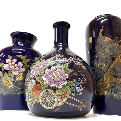 【やや傷や汚れあり】花器 3点 在銘 花瓶 一輪挿し 金彩色絵 鳳凰鳥花御所車紋 花入 活花 花生 フラワーベース コレクション 九谷焼