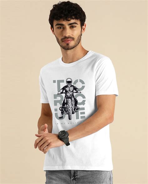 Buy Torque Half Sleeve T Shirt For Men White Online At Bewakoof