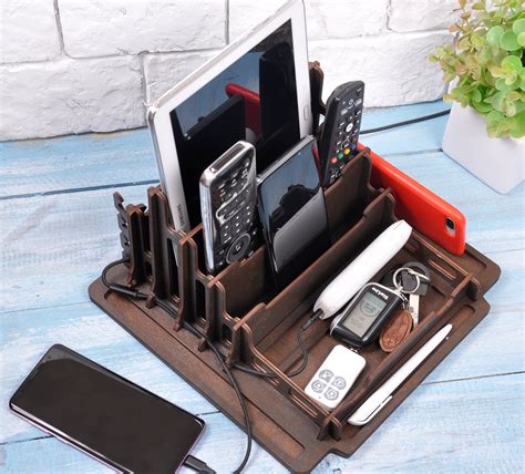 Desk Organizer Wood Docking Station Men Charging Station Etsy India