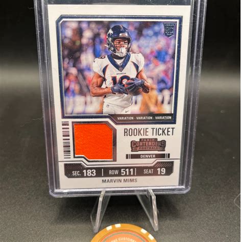 Marvin Mims Rookie Ticket Patch 2023 Contenders Football Card Denver