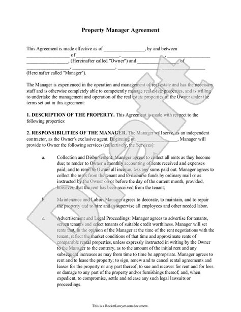 Free Commercial Property Management Agreement Template Parahyena