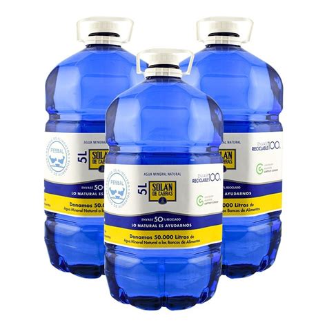 Agua Mineral Solan De Cabras 5 Litros Pack 3 Garrafas