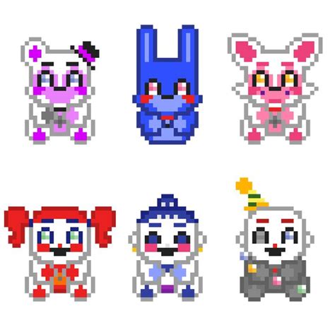 Pixilart FNaF Sister Location Plushies In 2023 Pixel Art Pattern