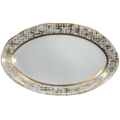 Tweed White Gold Plat Ovale Cm Mm Porcelaine Fine