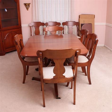 Vintage Cherry Dining Table With Empire Style Chairs