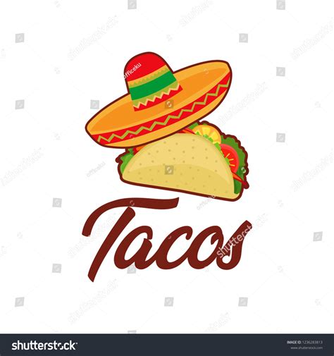 Taco Mexican Food Logo Food Label vector de stock libre de regalías