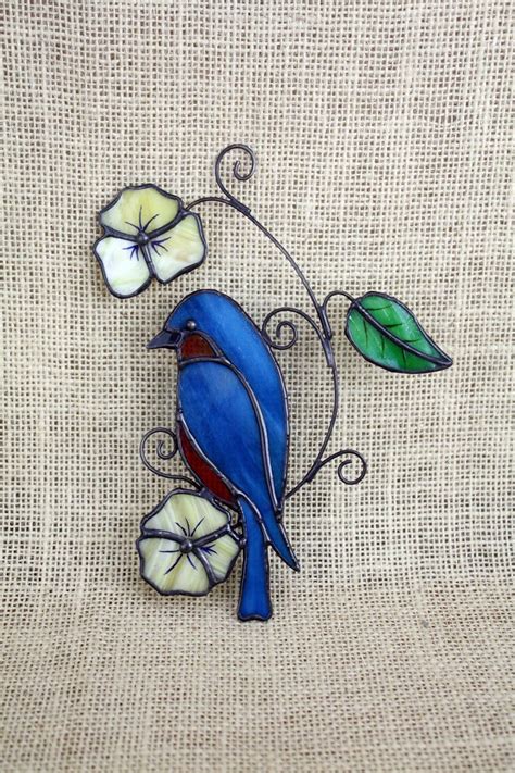 Stained Glass Bluebird Suncatcher Stained Glass Bird Glass | Etsy