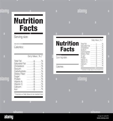 Nutrition Facts Label Sticker Template Stock Vector Image And Art Alamy