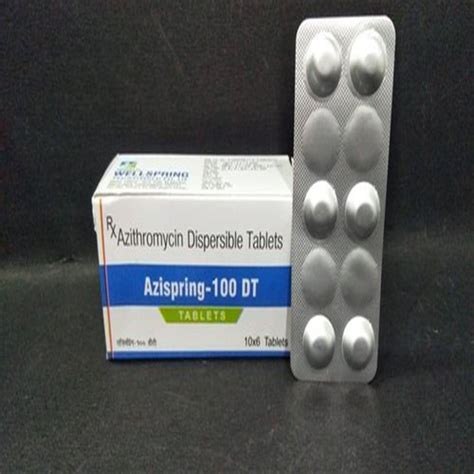 Azithromycin Dispersible Azispring 100dt Tablets Prescription Treatment Bacterial Infections