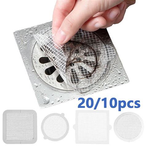 20 10pcs Disposable Hair Catcher Shower Drain Mesh Stickers Anti