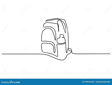 One Continuous Line Drawing Of Backpack For Travelers And Tourists A