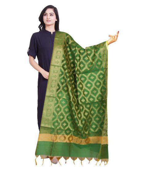 Qaaf Green Banarasi Silk Banarasi Dupatta Price In India Buy Qaaf